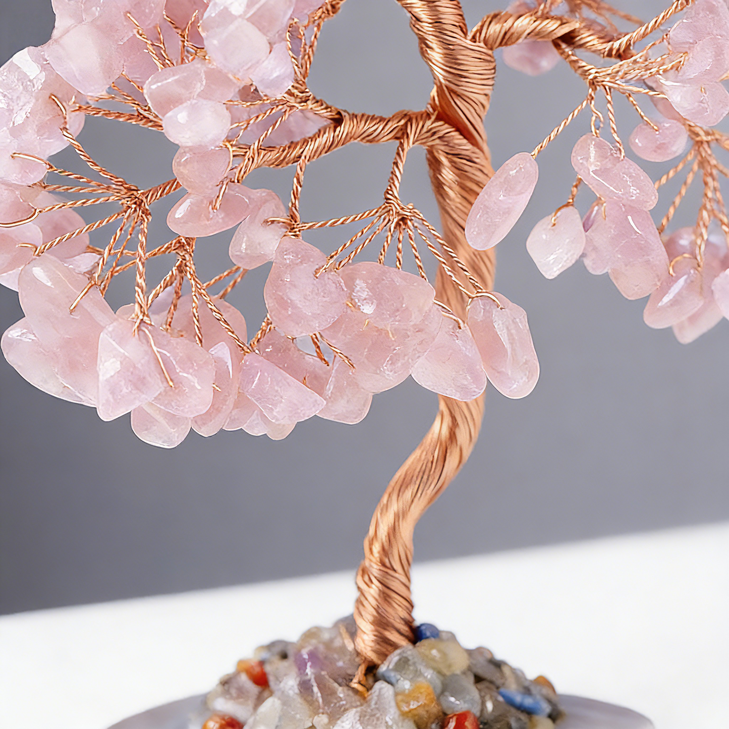 Rose Quartz Handcrafted Copper Wire Trunk