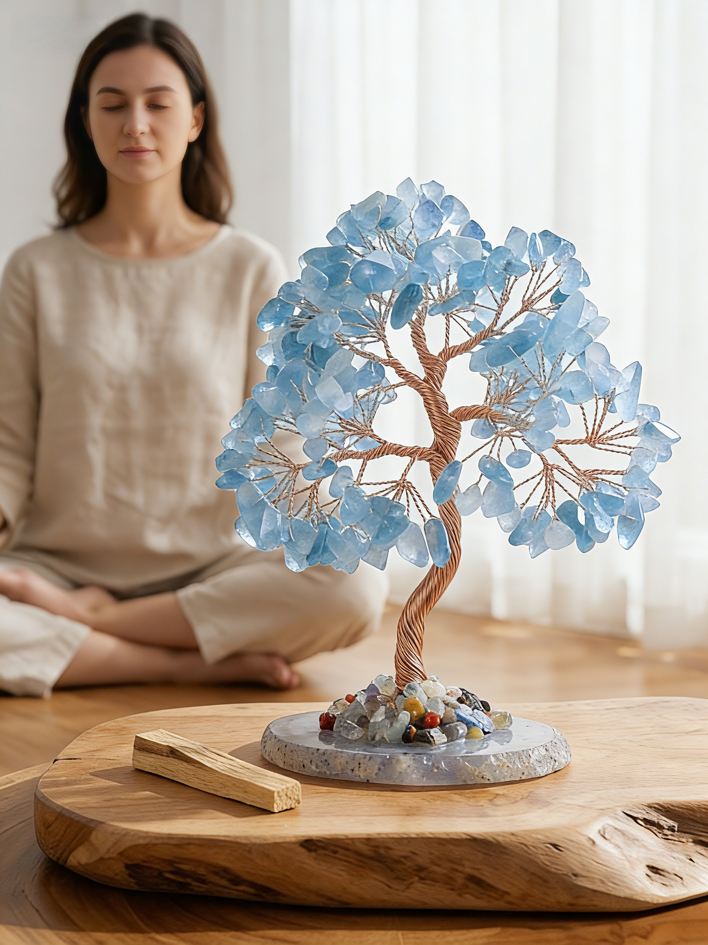 Aquamarine Crystal Tree during meditation