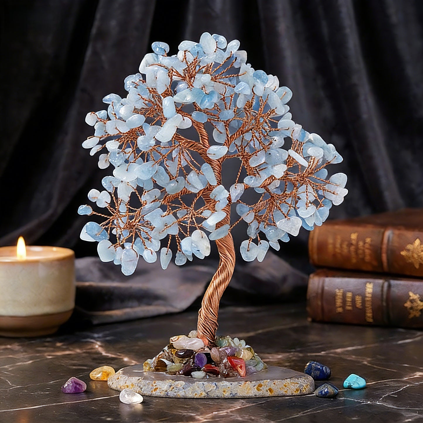 Aquamarine Crystal Tree on Desk