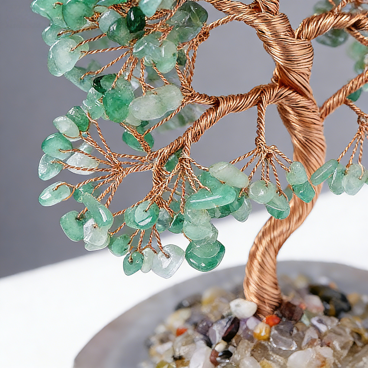 Aventurine Crystal Tree Handcrafted Copper Wire Trunk