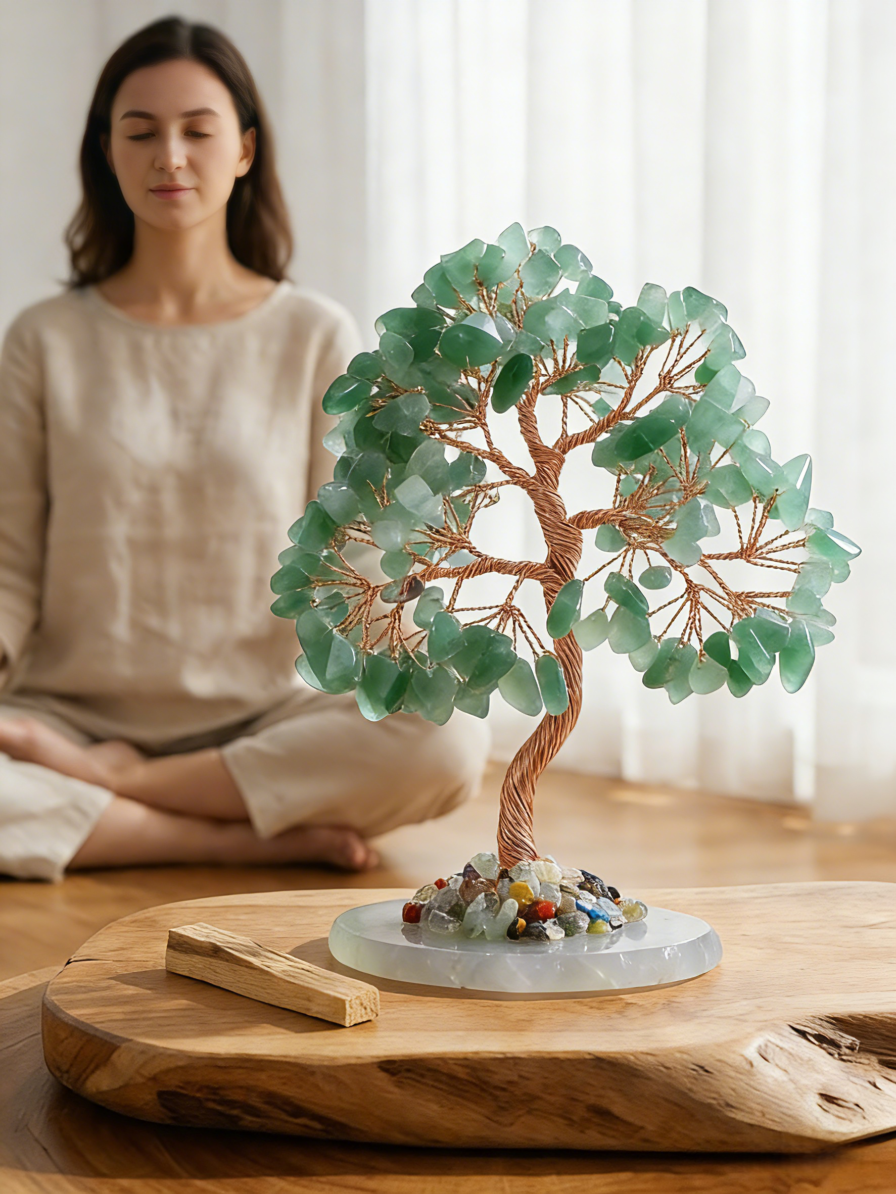 Aventurine Crystal Tree during meditation