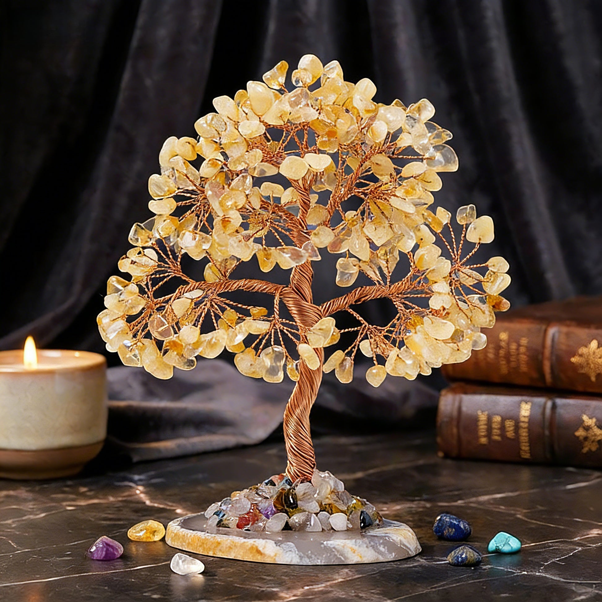 Citrine Crystal Tree on Desk – Energy Decor for Home