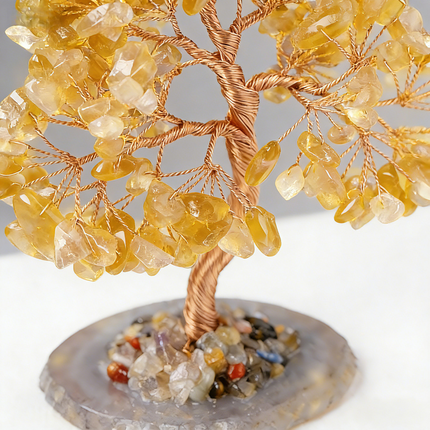 Citrine Tree Handcrafted Copper Wire Trunk with Natural Stones