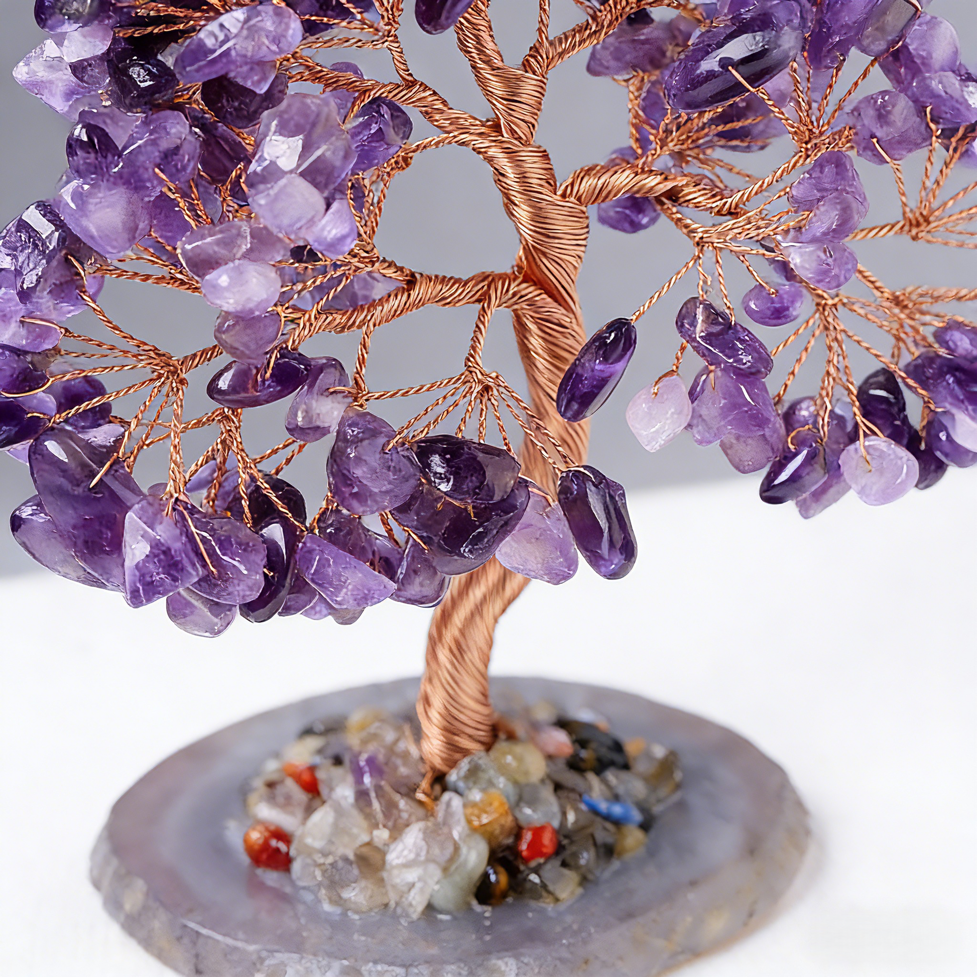 Handcrafted Copper Wire Trunk with Natural Stones