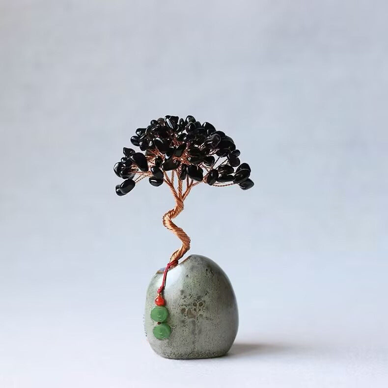 Grounded Calm — Obsidian Feng Shui Tree