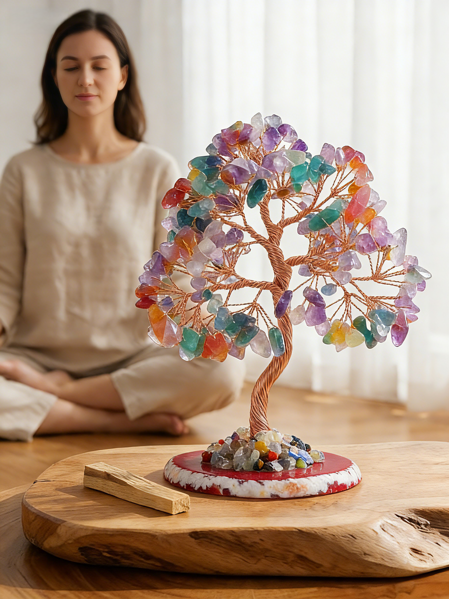 Seven Chakra Crystal Tree during meditation