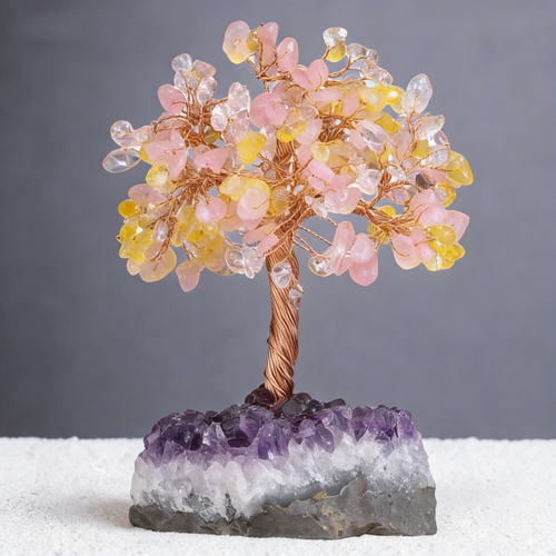 Balanced Energy — Clear, Rose & Citrine Feng Shui Tree