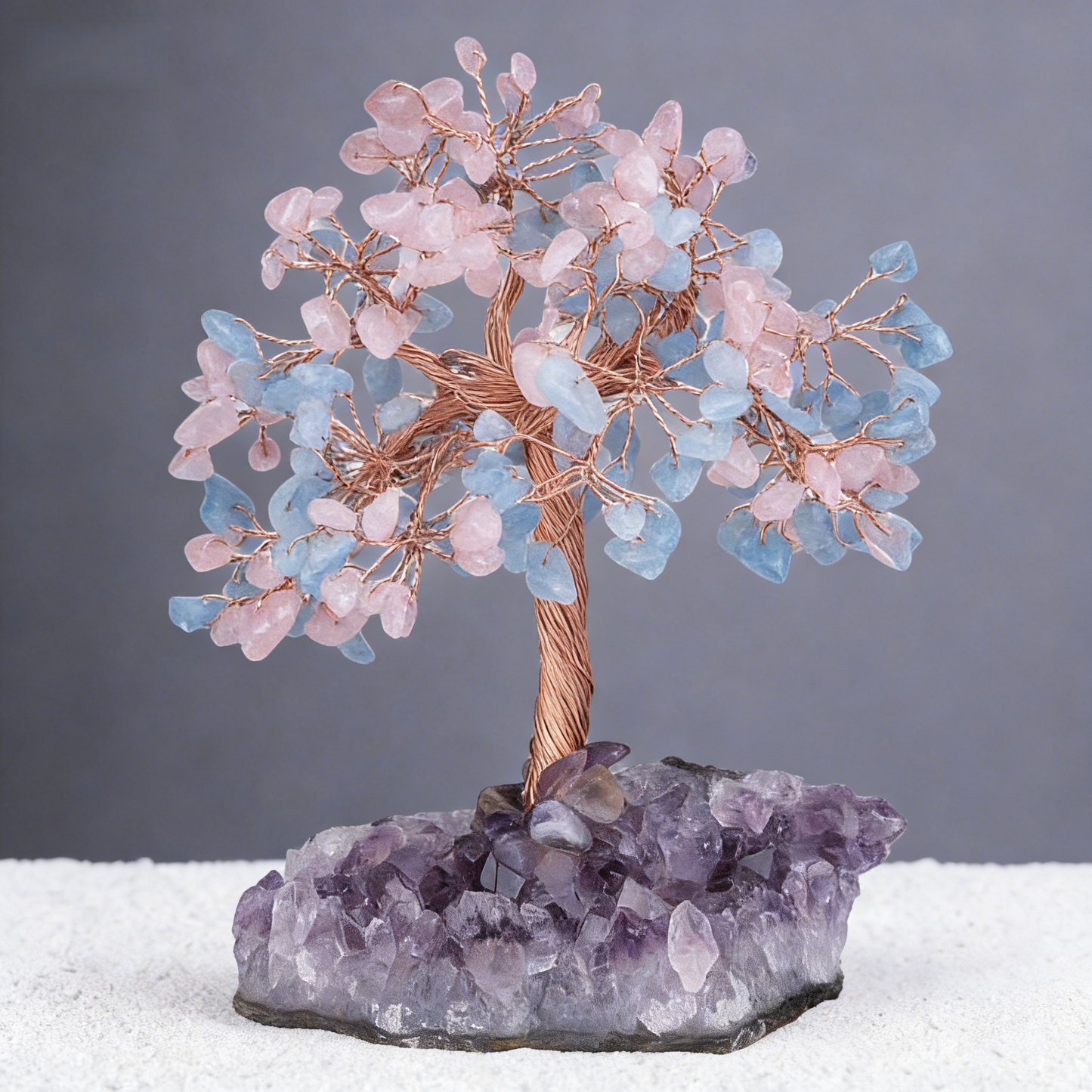 Peaceful Presence —Rose & Aquamarine Feng Shui Tree
