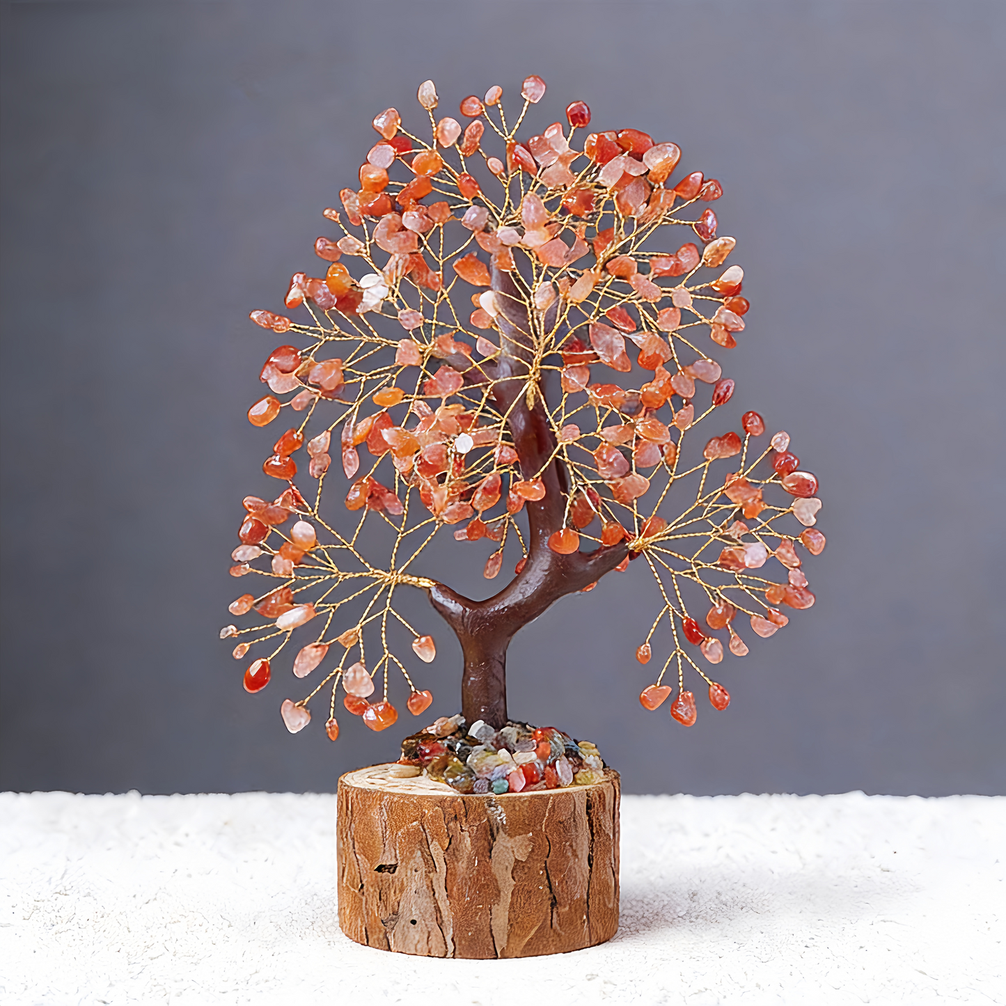 Fireside Calm — Red Agate Feng Shui Tree